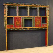 20th Century Lacquered Painted Chinese Headboard