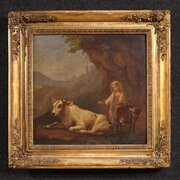 Antique 19th Century Bucolic Landscape Painting