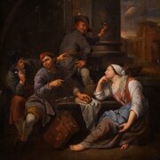 Antique Flemish Painting From The 18th Century