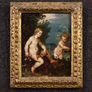 Antique Flemish Painting On Copper 17th Century