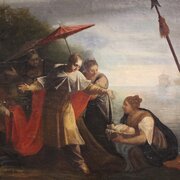 Antique Italian Biblical Painting 18th Century