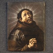 Antique Italian Painting Ecstasy Of Saint Francis 