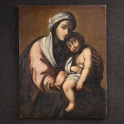Antique Italian Painting Madonna And Child