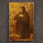 Antique Italian Painting Saint Francis Of Paola 