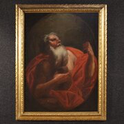 Antique Italian Painting Of Saint Jerome 