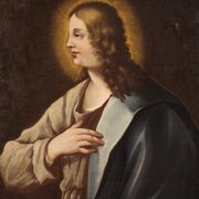 Antique Italian Painting Of A Saint 18th Century