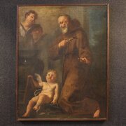 Antique Painting Of A Franciscan Saint In Prayer 