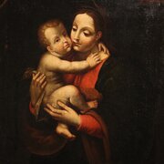 Antique Religious Painting Madonna And Child 