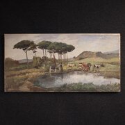 Bucolic Landscape Painting Signed Giron 