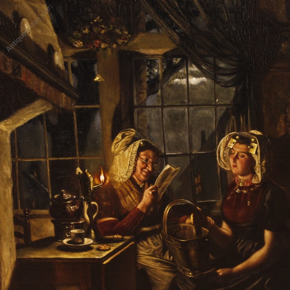 Antiques Atlas Dutch Interior Scene Painting Oil On Canvas