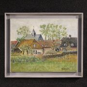 Dutch Painting Of A View Of Houses 20th Century