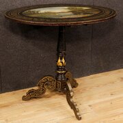 English Lacquered And Painted Side Table From 20th
