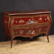 French Lacquered, Painted Chinoiserie Commode