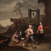 Great Flemish Genre Scene Painting 17th Century