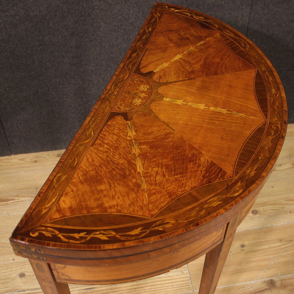 Inlaid Halfmoon Side Table In Louis XVI Style Antiques Atlas