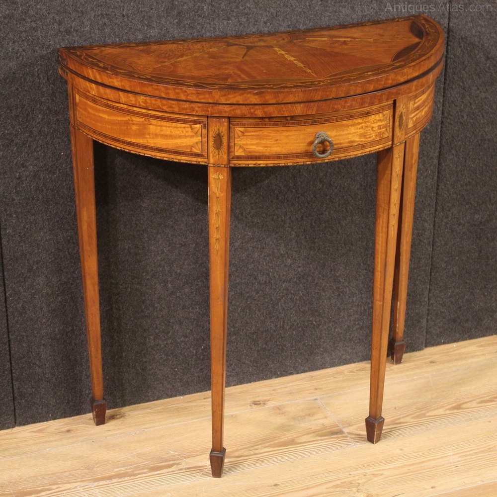 Inlaid Halfmoon Side Table In Louis XVI Style Antiques Atlas
