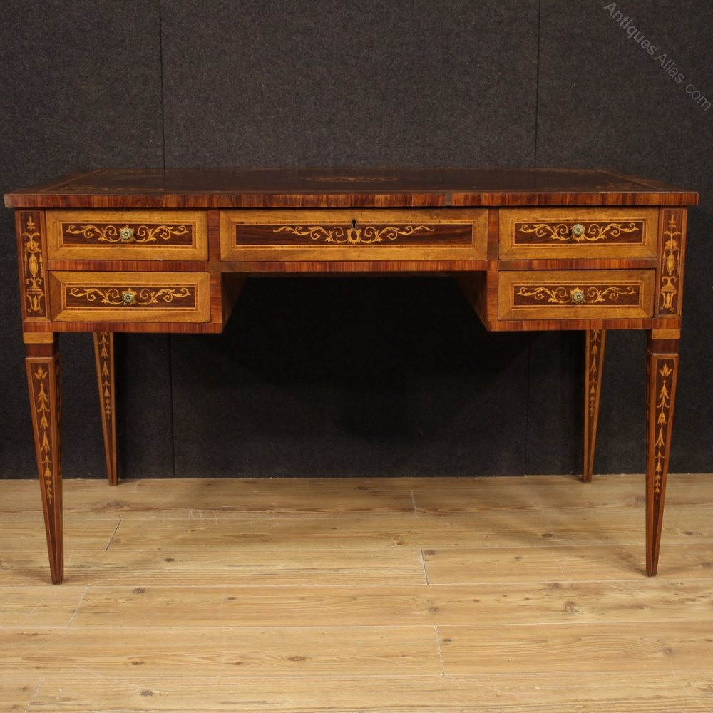 Antiques Atlas Italian Inlaid Writing Desk In Louis XVI Style