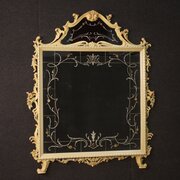 Italian Lacquered Mirror With Floral Decorations 