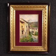 Italian Landscape Painting View Of Houses 