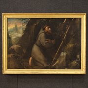 Italian Painting Saint Francis From 18th Century