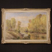 Landscape Painting Signed A. Corradi, 1950s