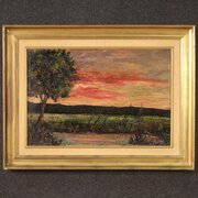 Landscape Painting Signed F. Rontini, 1940s