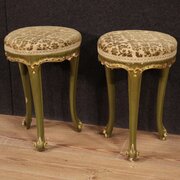 Pair Of Venetian Lacquered Stools 20th Century