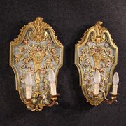 Pair Of Lacquered Louis XVI Style Wall Lamps