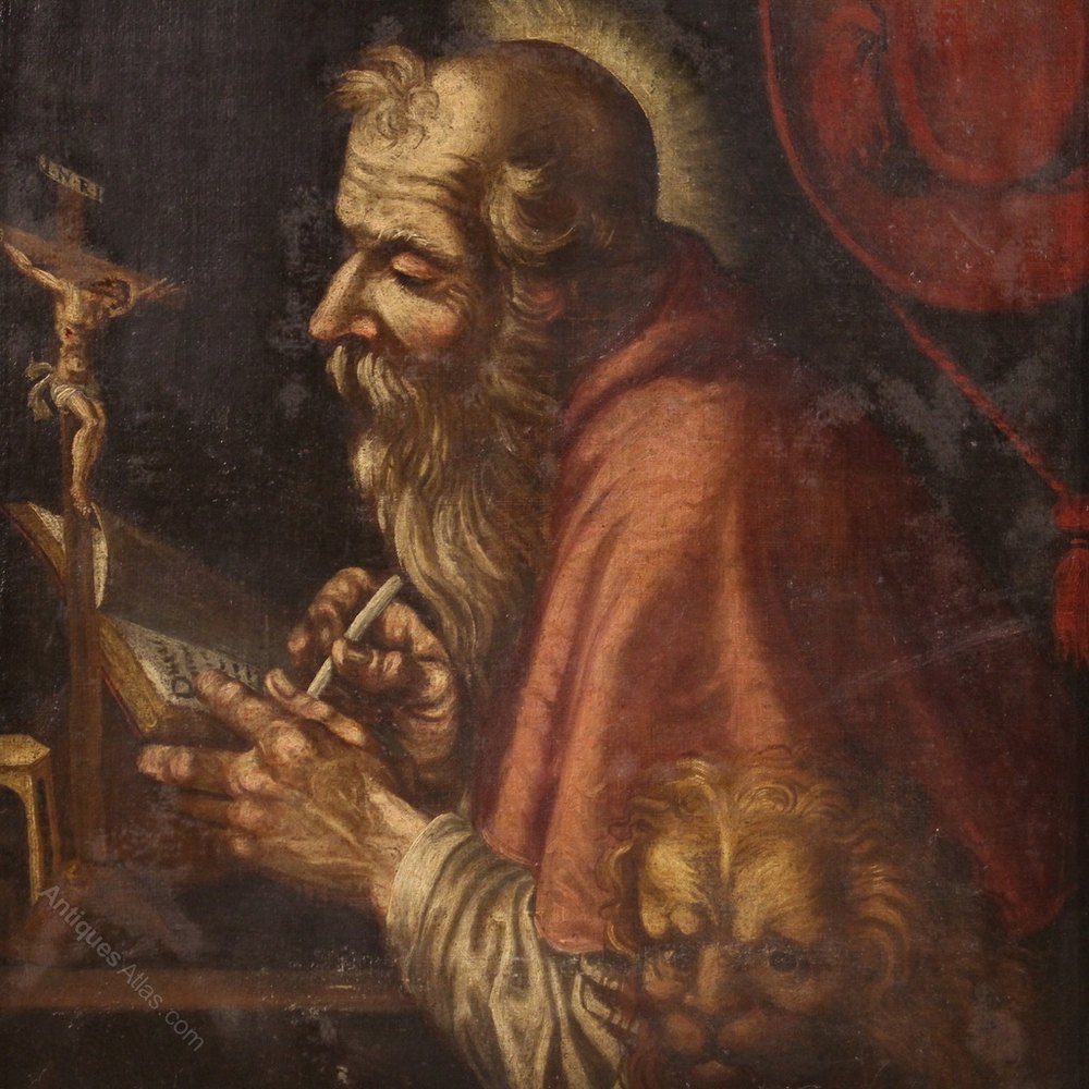 Antiques Atlas Religious Painting From 17th Century, Saint Jerome