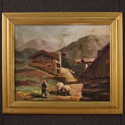Signed Painting Landscape With Shepherd