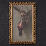 Signed Still Life Painting With Game 20th Century