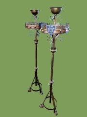 19th century pair of Gothic Floor Candlestands