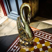Antique Cast Brass Swan Doorstop Circa 1860