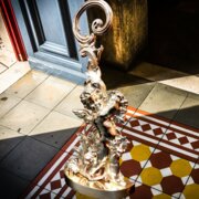 Antique Large Cherub Cast Brass Doorstop