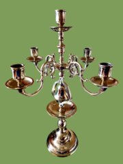 Antique Tavern Bell Cast Brass Candelabra