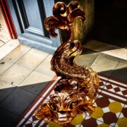 Antique Victorian Cast Brass Dolphin Doorstop