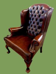 Edwardian Leather Wing Back Armchair