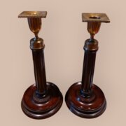 Fine Quality Pair Of Mahogany Candlesticks