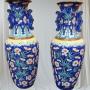 Matching Pair of Chinese Copper Enamelled Vases