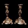 Pair 19thc Silver Form French Rococo Candlesticks