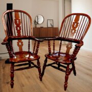 Pair Ash And Elm Broadarm Windsor Chairs