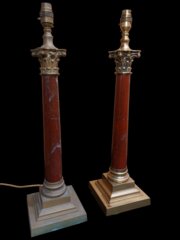Pair Country House Rouge Marble Table Lamps