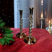 Pair Of Victorian Open Twist Brass Candlesticks