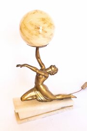 Art Deco Spelter Lady Lamp 1930s