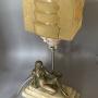 Art Deco Spelter & Onyx Base Lady Lamp 1930s