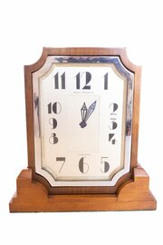 Art Deco Walnut & Chrome  Mantel Clock 1930s