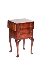 Burr Walnut Georgian Style 3 Drawer Drop Leaf Chest