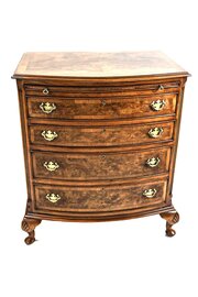 Burr Walnut Bowfront Chest With Slide 1930s