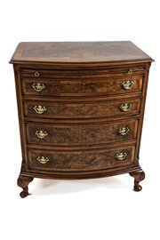 Burr Walnut Bowfront Chest With Slide 1930s