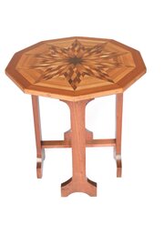 Decagon Shape Specimen Wood  Inlaid Table By Lebus